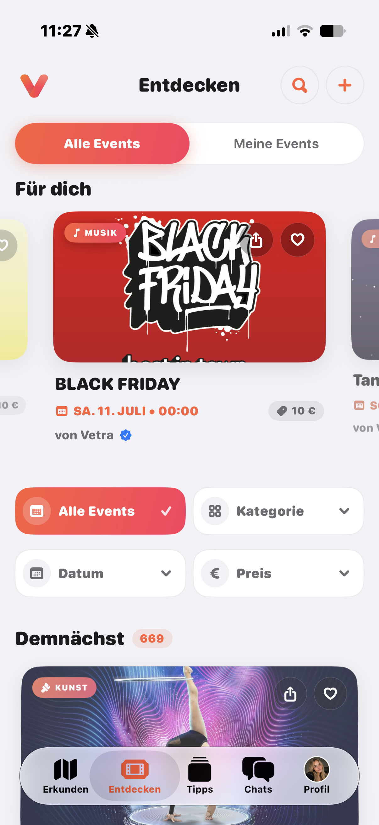 Kuratierter Entdecken-Feed in Vetra